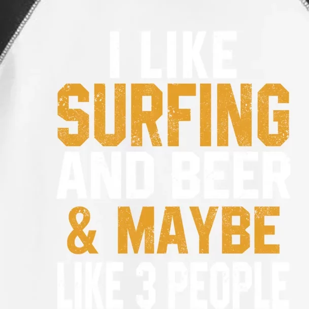 I Like Surfing And Beer Surfer Hawaiian Surfboard Dad Mom Gift Toddler Fine Jersey T-Shirt