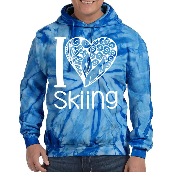 I Love Skiing For Ski Lovers Gift Tie Dye Hoodie