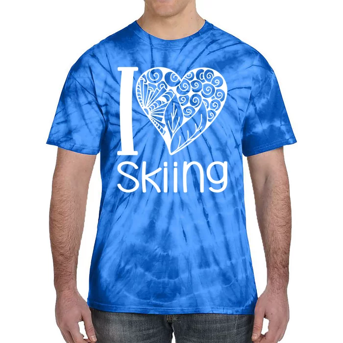 I Love Skiing For Ski Lovers Gift Tie-Dye T-Shirt