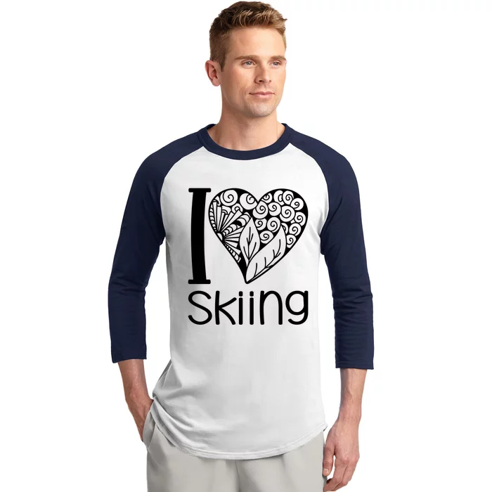 I Love Skiing For Ski Lovers Gift Baseball Sleeve Shirt