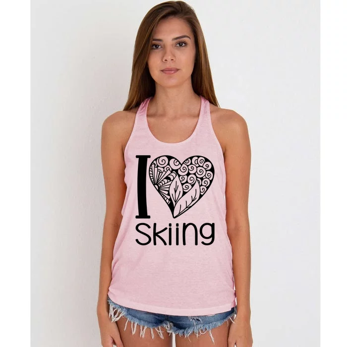 I Love Skiing For Ski Lovers Gift Women's Knotted Racerback Tank