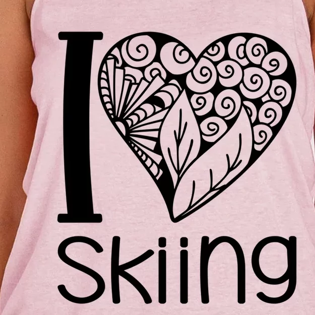 I Love Skiing For Ski Lovers Gift Women's Knotted Racerback Tank