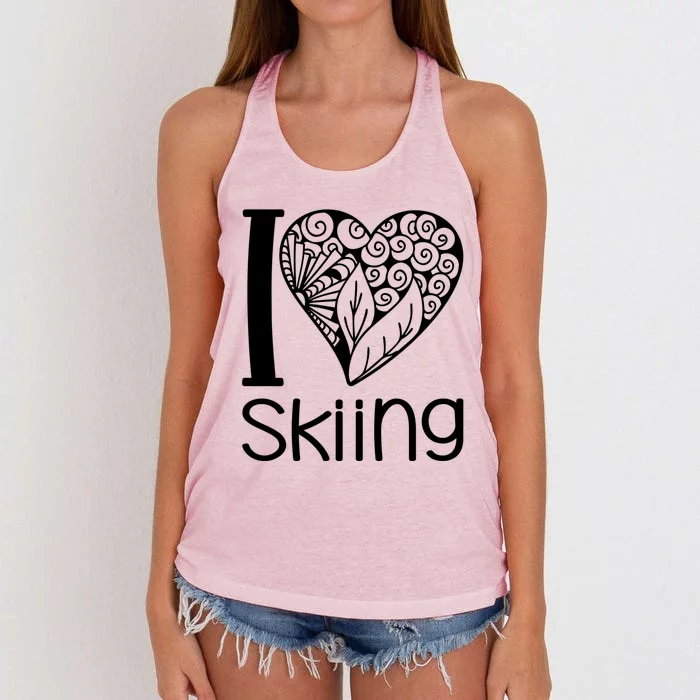 I Love Skiing For Ski Lovers Gift Women's Knotted Racerback Tank