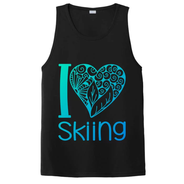 I Love Skiing For Ski Lovers Gift Performance Tank