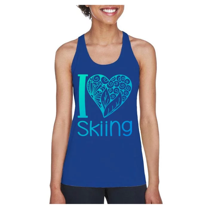 I Love Skiing For Ski Lovers Gift Women's Racerback Tank