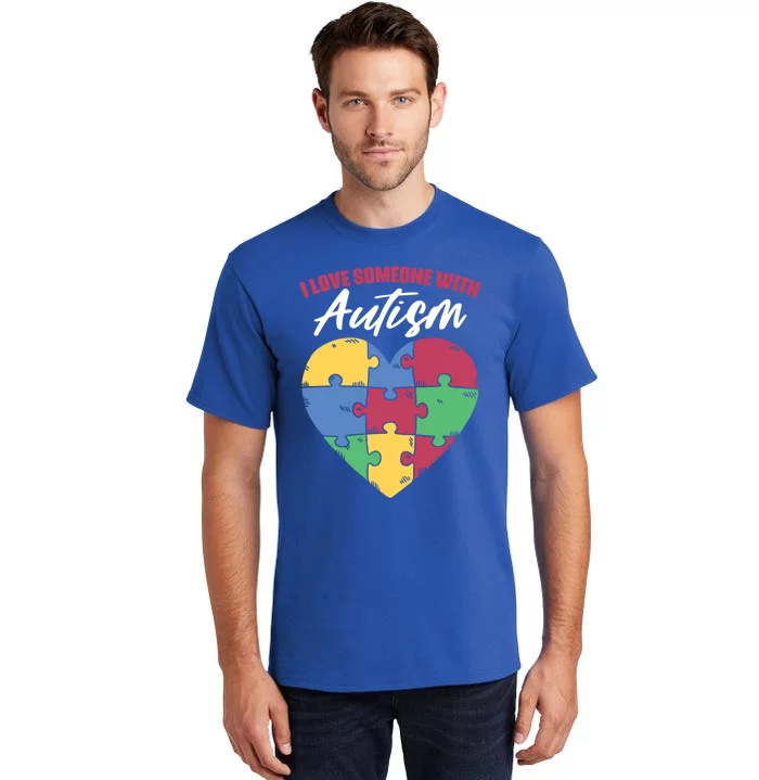 I Love Someone With Autism Puzzle Awareness For Supporter Gift Tall T-Shirt