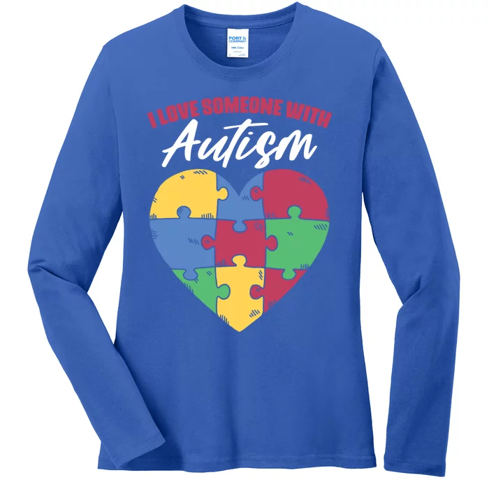 I Love Someone With Autism Puzzle Awareness For Supporter Gift Ladies Long Sleeve Shirt