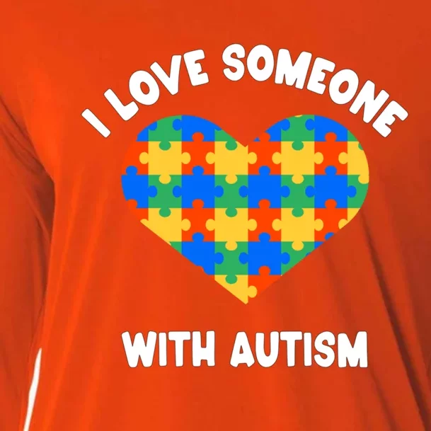 I Love Someone With Autism Puzzle Heart Awareness Gift Cooling Performance Long Sleeve Crew