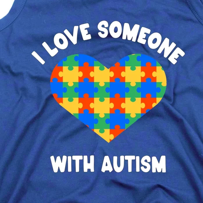 I Love Someone With Autism Puzzle Heart Awareness Gift Tank Top