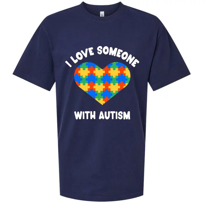 I Love Someone With Autism Puzzle Heart Awareness Gift Sueded Cloud Jersey T-Shirt