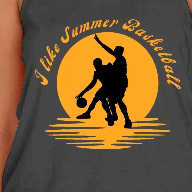 I like summer Basketball. for beach basketball pick up Women's Knotted Racerback Tank