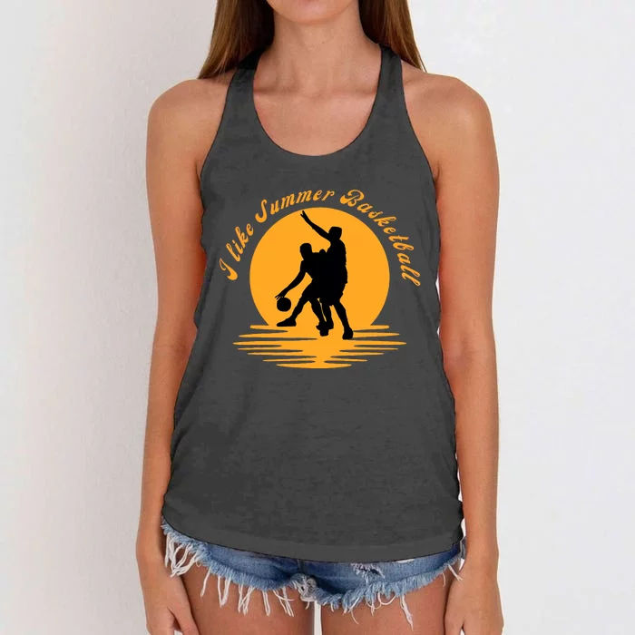 I like summer Basketball. for beach basketball pick up Women's Knotted Racerback Tank