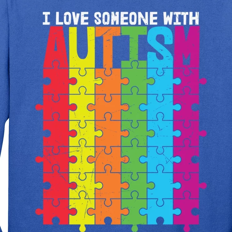 I Love Someone With Autism Puzzle Pieces Autism Awareness Cool Gift Long Sleeve Shirt