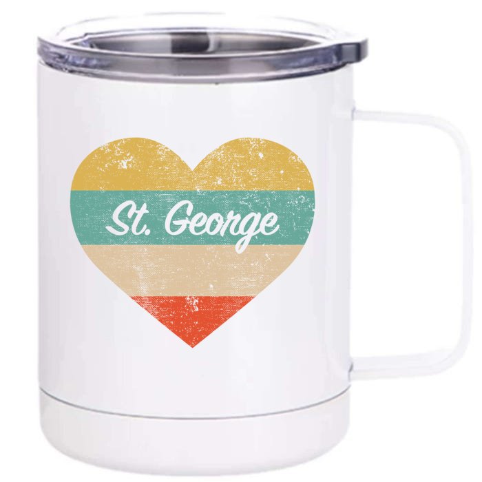 I Love St George Utah Vintage Distressed Retro Great Gift Front & Back 12oz Stainless Steel Tumbler Cup