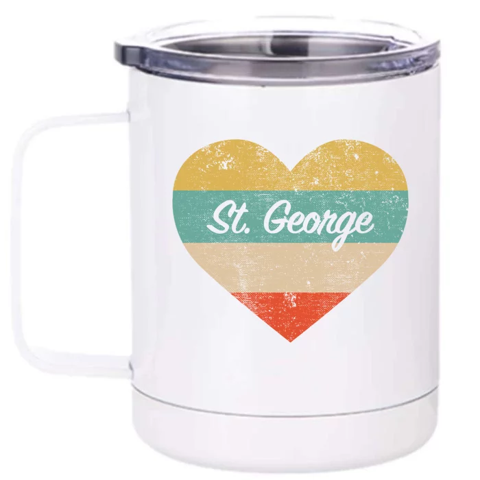 I Love St George Utah Vintage Distressed Retro Great Gift Front & Back 12oz Stainless Steel Tumbler Cup