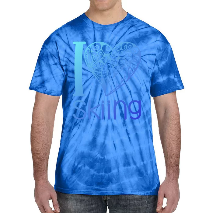 I Love Skiing For Ski Lovers Gift Tie-Dye T-Shirt