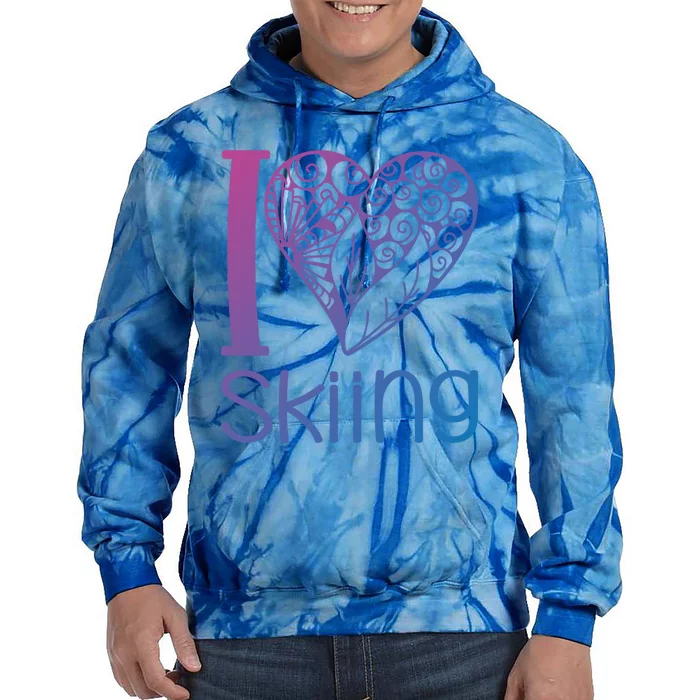 I Love Skiing For Ski Lovers Gift Tie Dye Hoodie