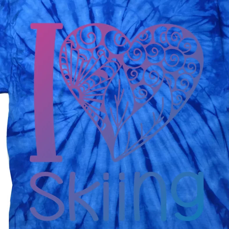 I Love Skiing For Ski Lovers Gift Tie-Dye T-Shirt