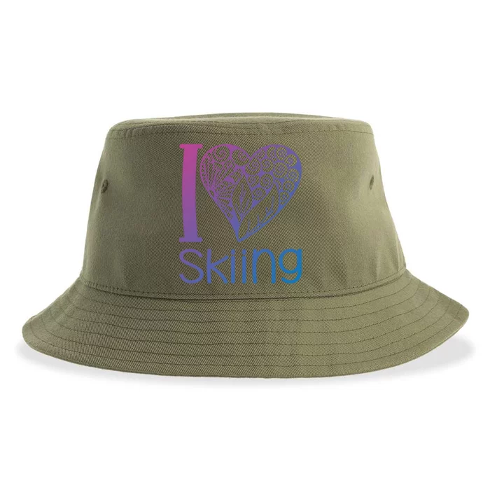 I Love Skiing For Ski Lovers Gift Sustainable Bucket Hat