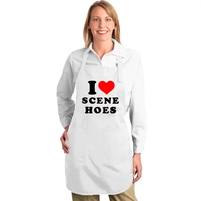 I Love Scene Hoes Funny Heart Full-Length Apron With Pocket