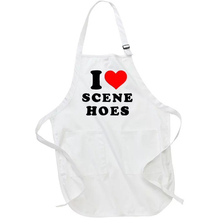 I Love Scene Hoes Funny Heart Full-Length Apron With Pocket