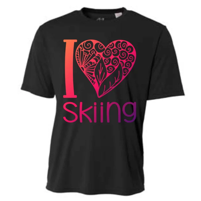 I Love Skiing For Ski Lovers Gift Cooling Performance Crew T-Shirt