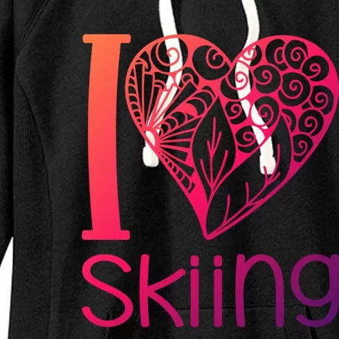 I Love Skiing For Ski Lovers Gift Women's Fleece Hoodie