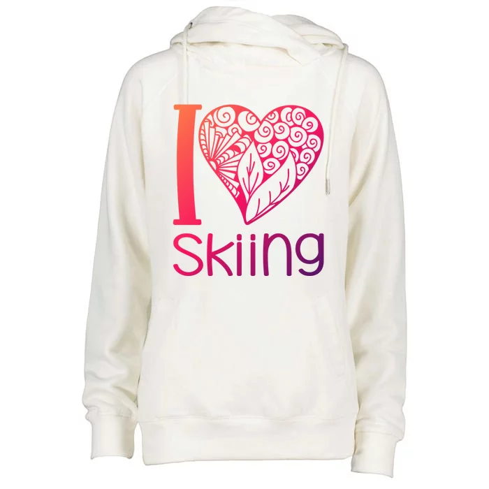 I Love Skiing For Ski Lovers Gift Womens Funnel Neck Pullover Hood