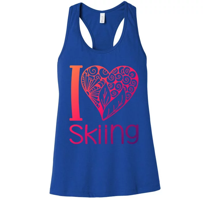 I Love Skiing For Ski Lovers Gift Women's Racerback Tank