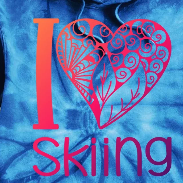 I Love Skiing For Ski Lovers Gift Tie Dye Hoodie