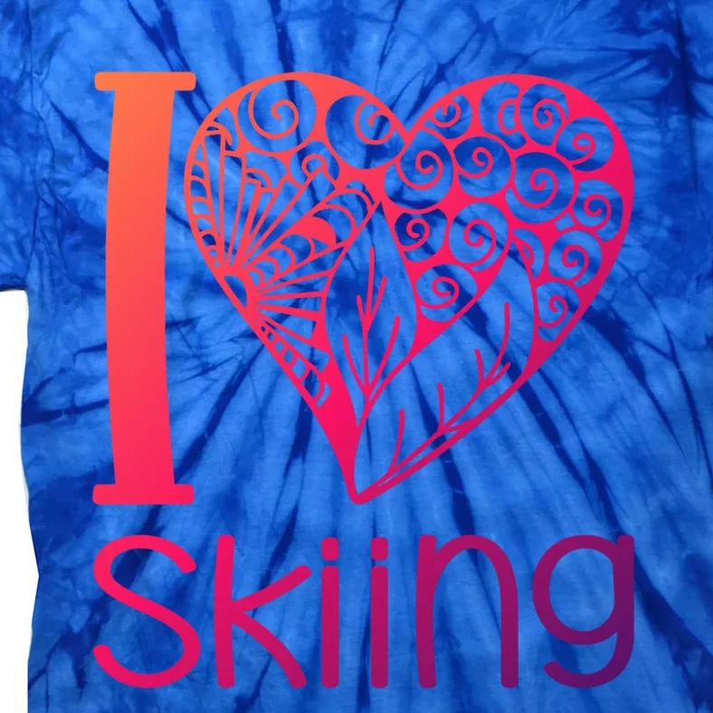 I Love Skiing For Ski Lovers Gift Tie-Dye T-Shirt