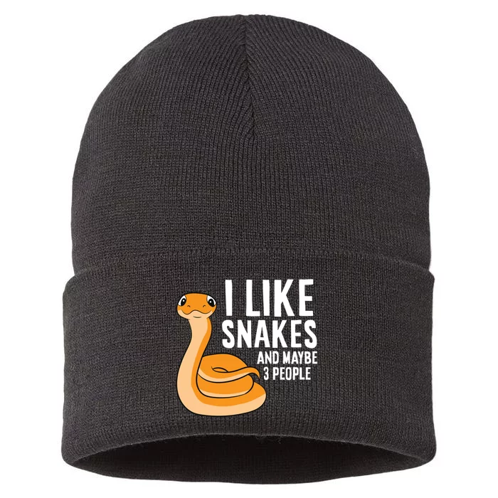 I Like Snakes And Maybe 3 People Snake Reptile Lover Sustainable Knit Beanie