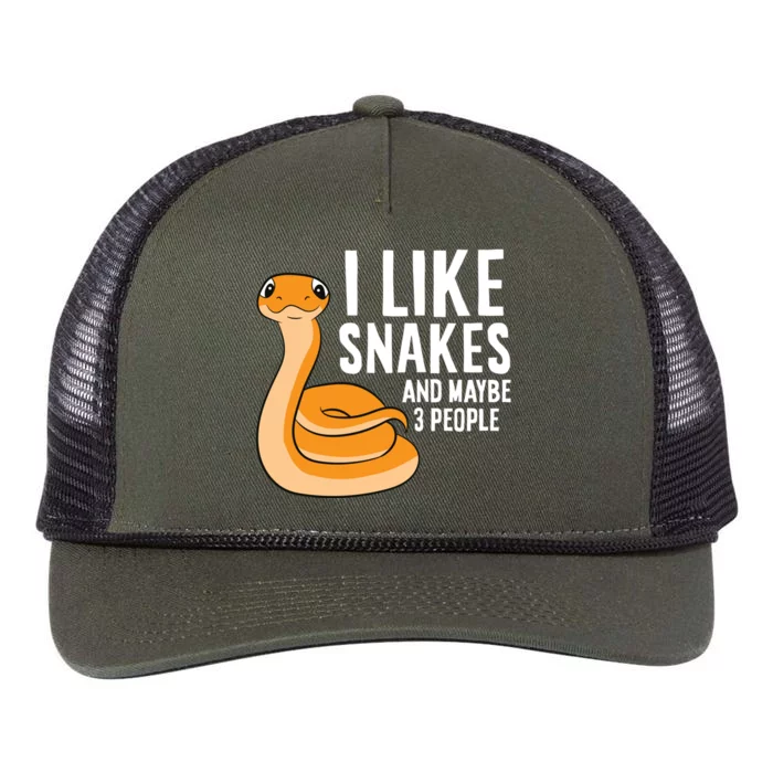 I Like Snakes And Maybe 3 People Snake Reptile Lover Retro Rope Trucker Hat Cap