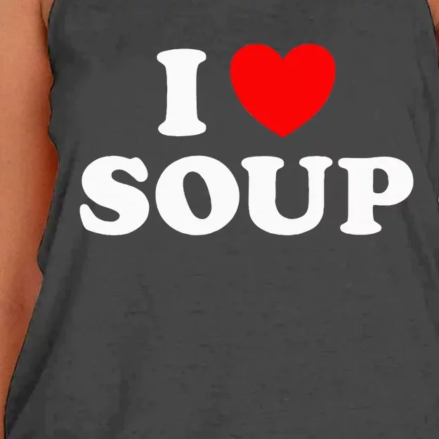 I Love Soup Funny Stew Hot Food Stone Crock Pot Comfort Fan Women's Knotted Racerback Tank