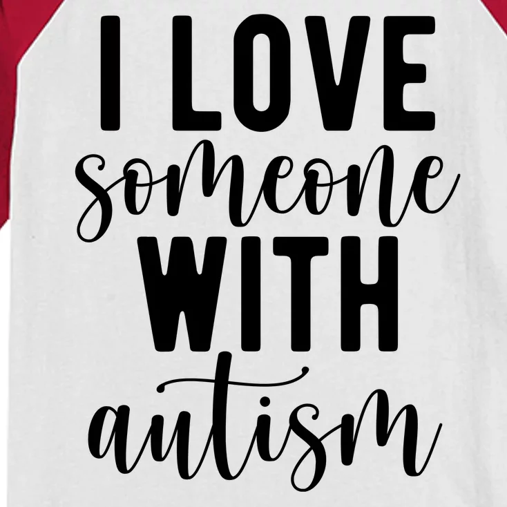 I Love Someone With Autism Kids Colorblock Raglan Jersey