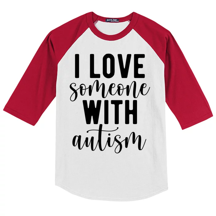 I Love Someone With Autism Kids Colorblock Raglan Jersey