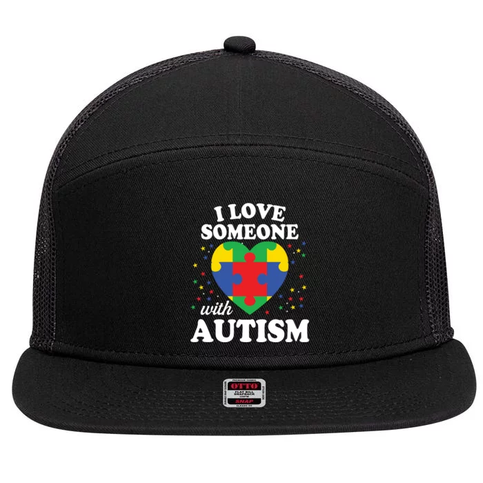 I Love Someone With Autism Awareness 7 Panel Mesh Trucker Snapback Hat