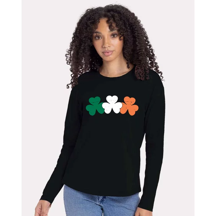 Irish Lucky Shamrock St Patrick Womens Cotton Relaxed Long Sleeve T-Shirt