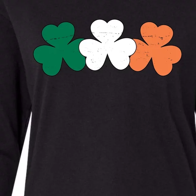 Irish Lucky Shamrock St Patrick Womens Cotton Relaxed Long Sleeve T-Shirt