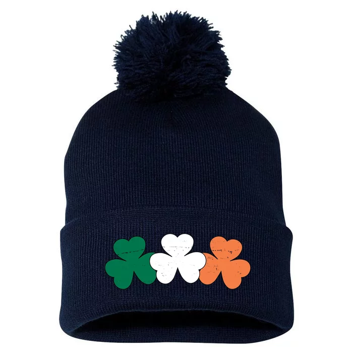 Irish Lucky Shamrock St Patrick Pom Pom 12in Knit Beanie