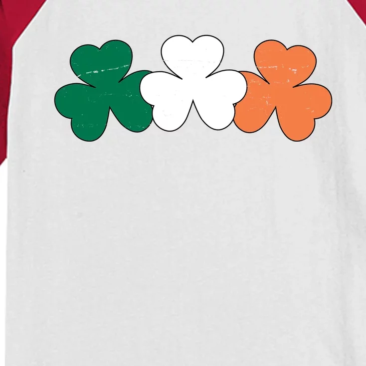 Irish Lucky Shamrock St Patrick Kids Colorblock Raglan Jersey