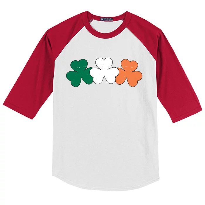 Irish Lucky Shamrock St Patrick Kids Colorblock Raglan Jersey