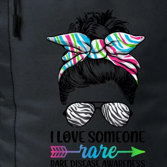 I Love Someone Rare Zebra Messy Bun Rare Disease Awareness Daily Commute Backpack