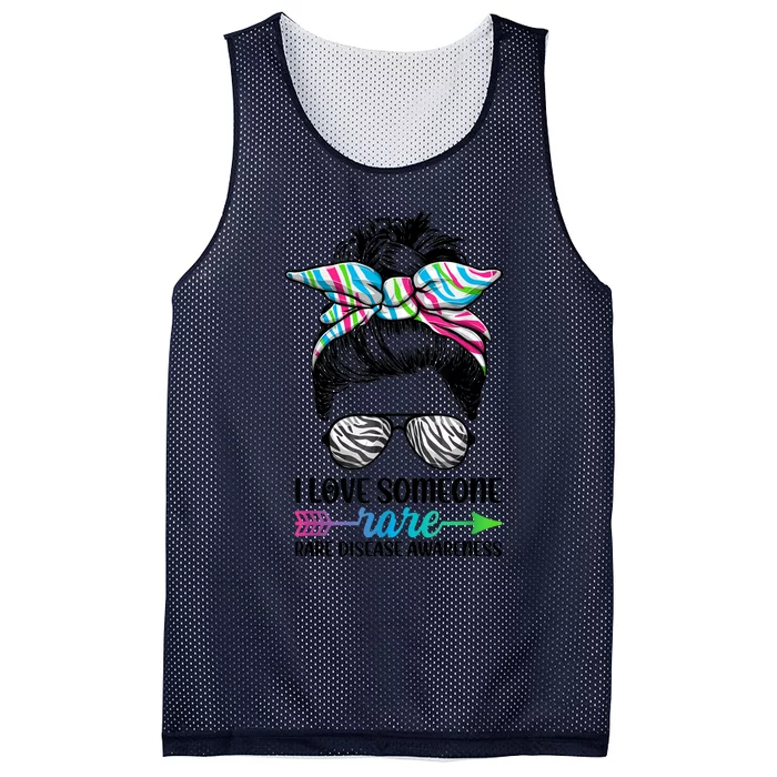 I Love Someone Rare Zebra Messy Bun Rare Disease Awareness Mesh Reversible Basketball Jersey Tank