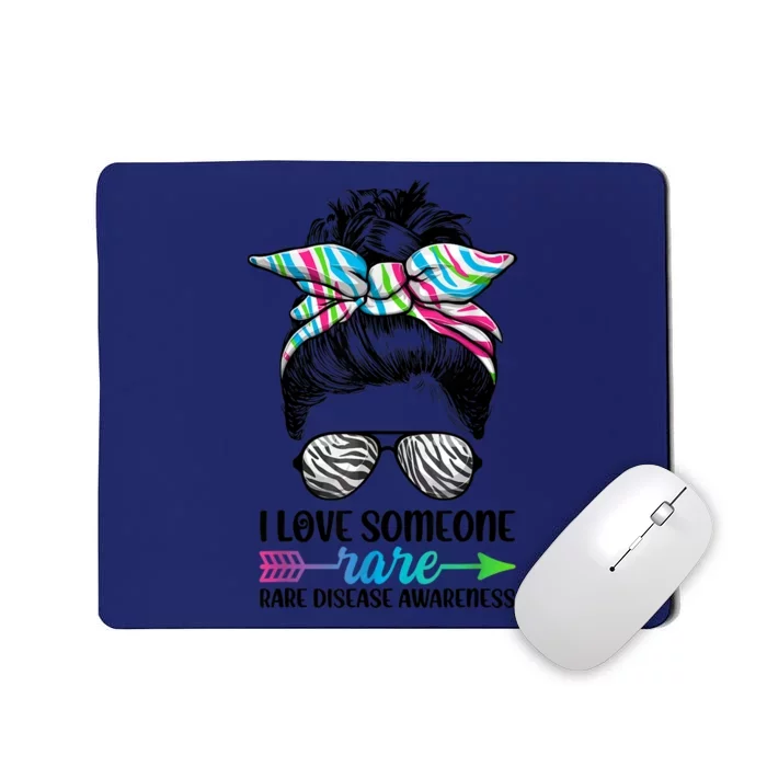 I Love Someone Rare Zebra Messy Bun Rare Disease Awareness Mousepad