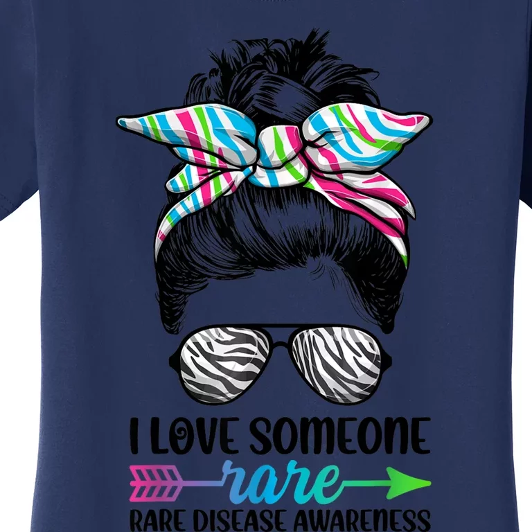 I Love Someone Rare Zebra Messy Bun Rare Disease Awareness Women's T-Shirt