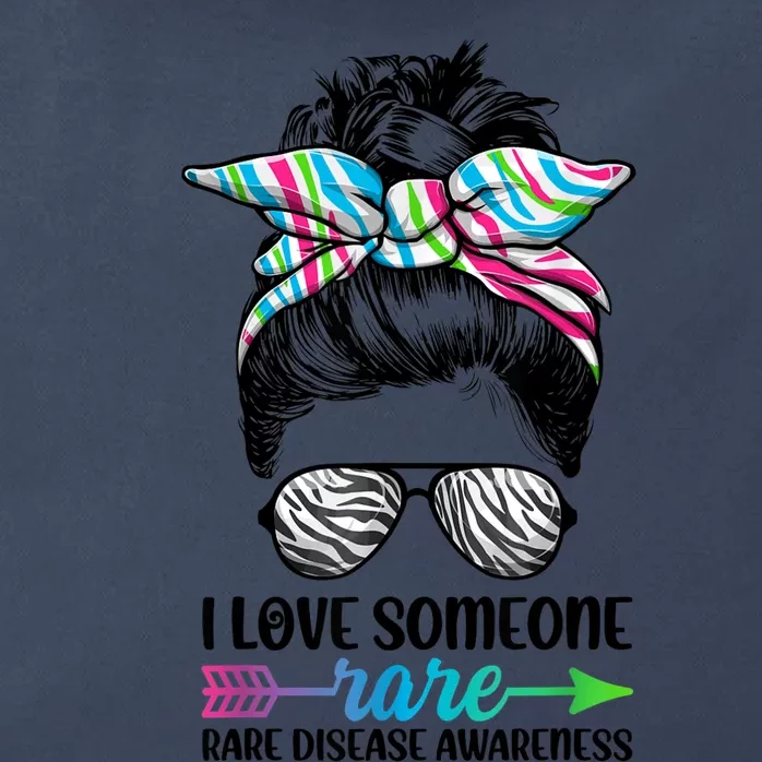 I Love Someone Rare Zebra Messy Bun Rare Disease Awareness Zip Tote Bag