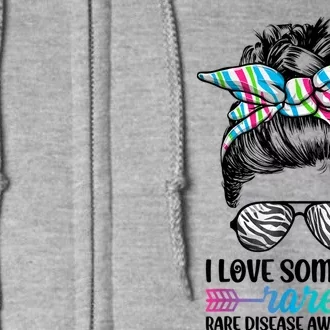 I Love Someone Rare Zebra Messy Bun Rare Disease Awareness Full Zip Hoodie