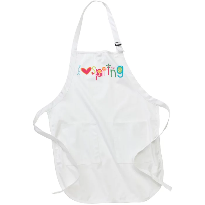 I Love Spring Colorful Full-Length Apron With Pocket