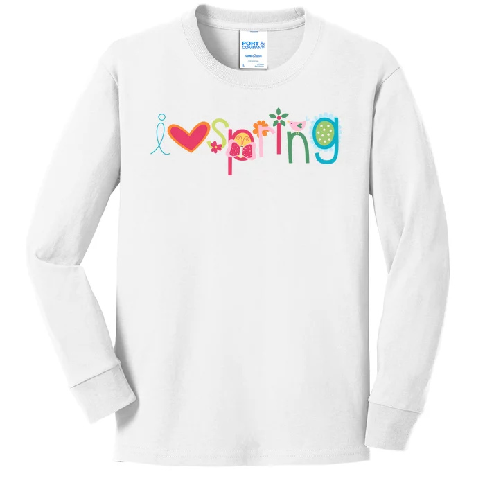 I Love Spring Colorful Kids Long Sleeve Shirt